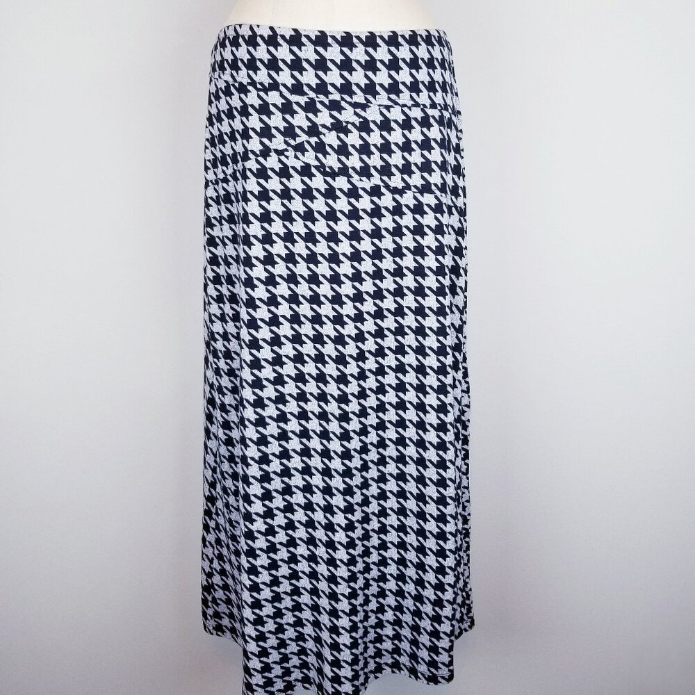 NYCC New York Clothing Co Black & Grey Houndstooth Knit Maxi Skirt * Medium